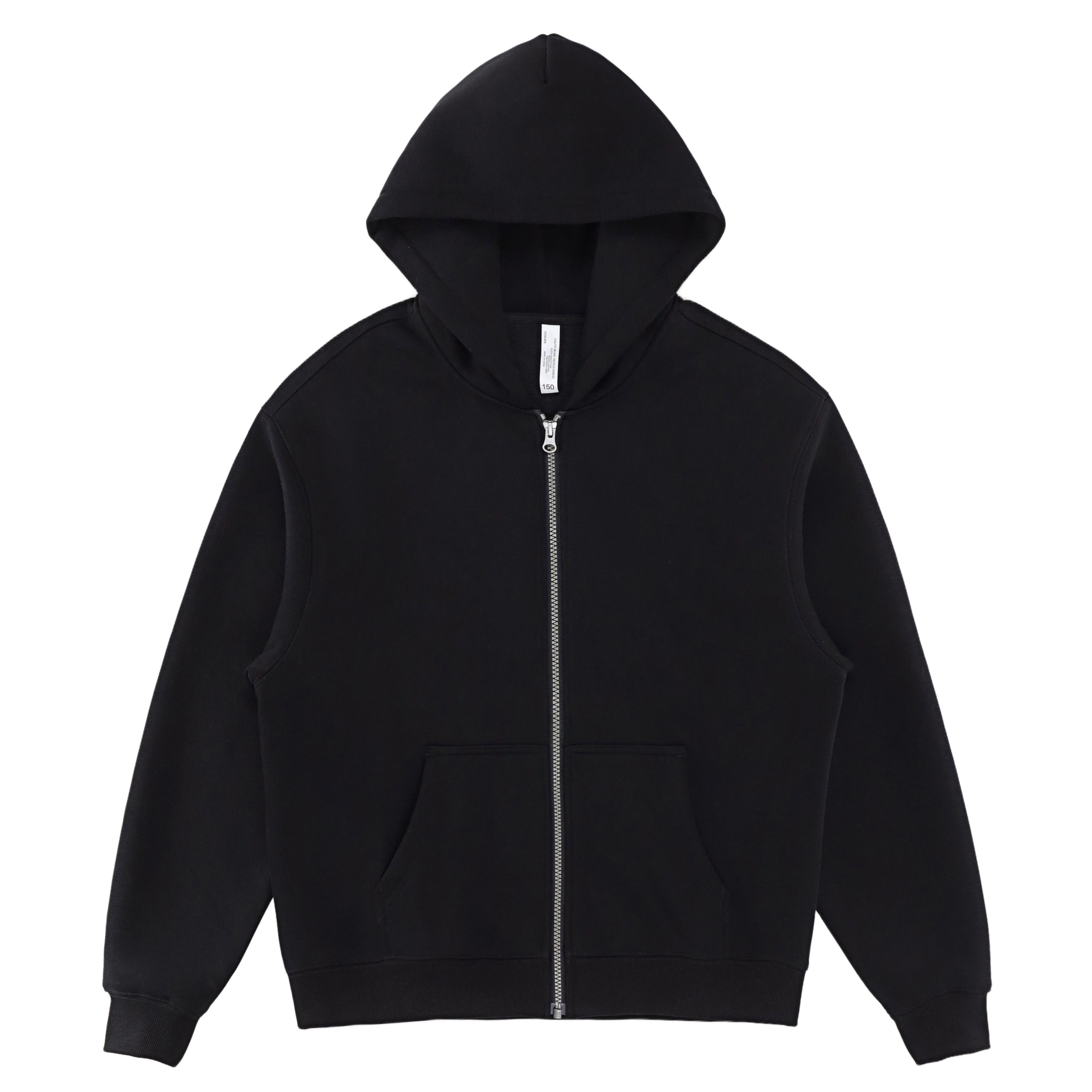 350 GSM Fleece-Lined Oversized Zip Hoodie in Black