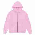 350 GSM Fleece-Lined Oversized Zip Hoodie in Pink