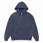 350 GSM Fleece-Lined Oversized Zip Hoodie in Blue Grey
