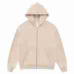 350 GSM Fleece-Lined Oversized Zip Hoodie in Khaki