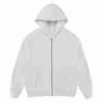 350 GSM Fleece-Lined Oversized Zip Hoodie in Silver Grey