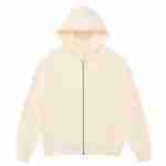 350 GSM Fleece-Lined Oversized Zip Hoodie in Cream