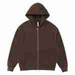 350 GSM Fleece-Lined Oversized Zip Hoodie in Chocolate