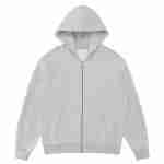 350 GSM Fleece-Lined Oversized Zip Hoodie in Heather Grey