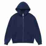 350 GSM Fleece-Lined Oversized Zip Hoodie in Navy