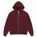 350 GSM Fleece-Lined Oversized Zip Hoodie in Burgundy